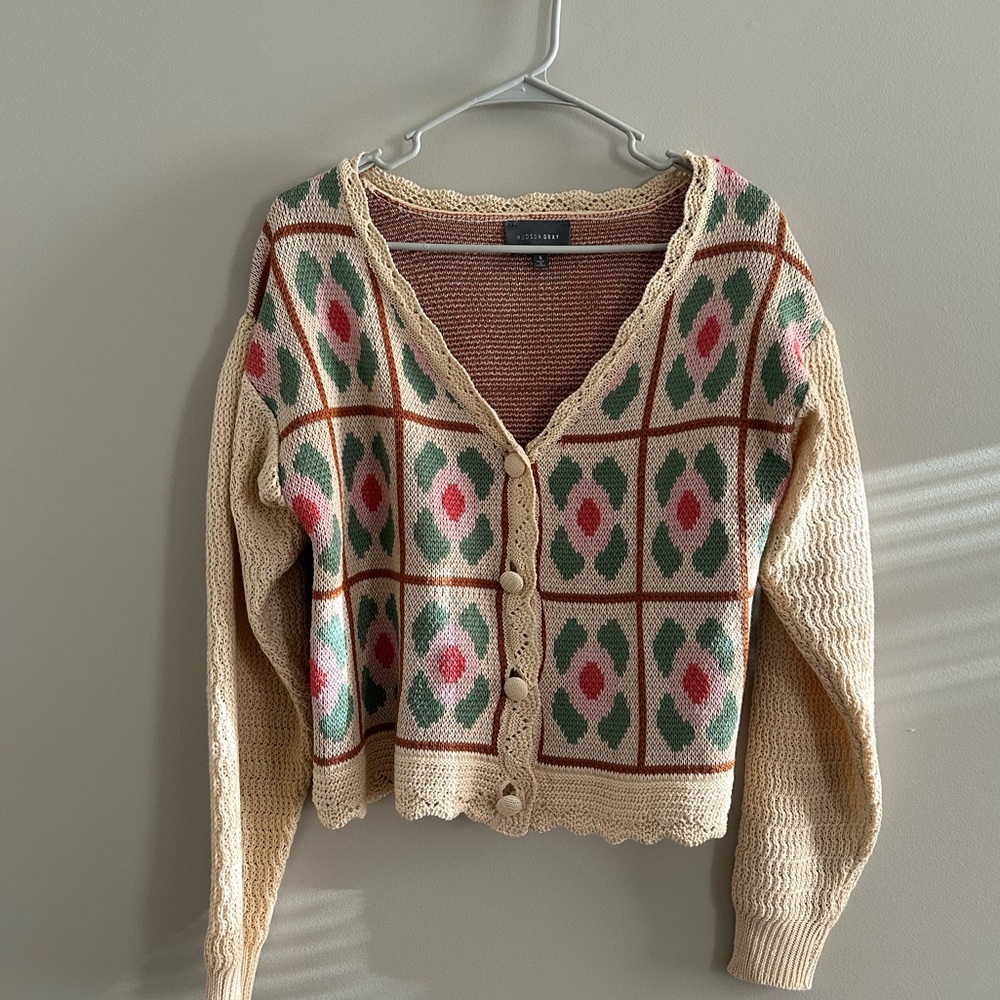 Hudson Gray Knit cottagecore cardigan Sweater